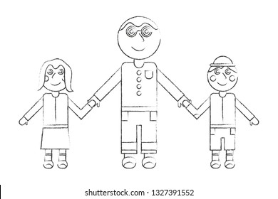 Father with his children.