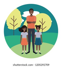 father with his children in the landscape avatar character