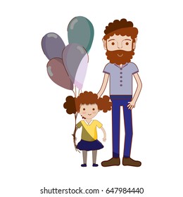 father with his daughter and balloons