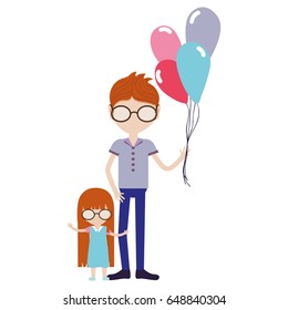 father with his daughter and balloons
