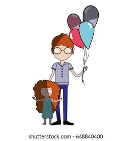 father with his daughter and balloons