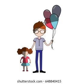 father with his daughter and balloons