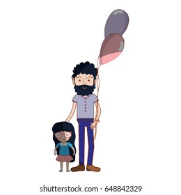 father with his daughter and balloons