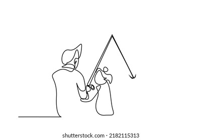 a father and his daughter having fun fishing with their child