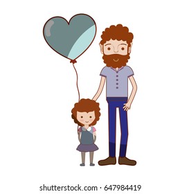 father with his daughter and heart balloon