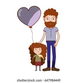 father with his daughter and heart balloon