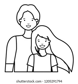 father with his daughter smiling avatar character