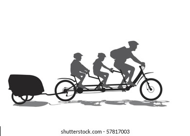 father with his kids on cycling tour