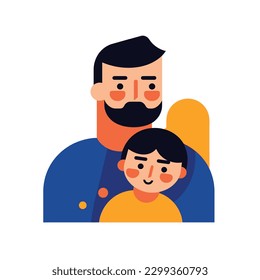 Father and his kids. Vector illustration for t-shirt design, card, blog, poster, logo, sticker. Isolated