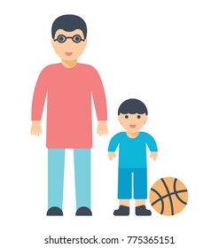 
Father with his son playing with a ball, concept of playing 
