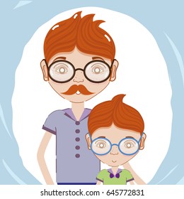 father with his son using glasses