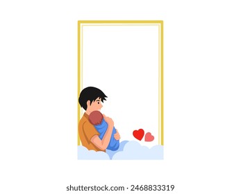 Father Holding Baby Frame Background