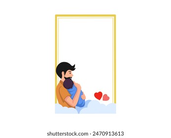 Father Holding Baby Frame Background