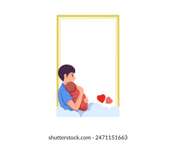 Father Holding Baby Frame Background