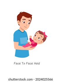 father holding baby with pose named face to face hold