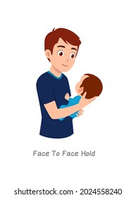 father holding baby with pose named face to face hold