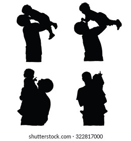 father holding baby silhouette vector on white