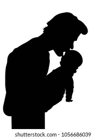 Father holding baby silhoutte