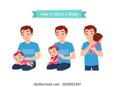 father holding baby and waiting to burp