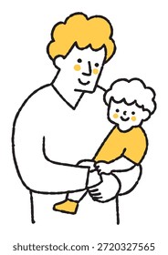Padre que sostiene al niño mientras sonríe