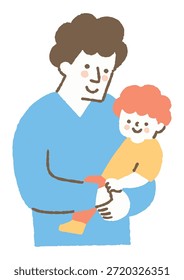 Padre que sostiene al niño mientras sonríe_Color