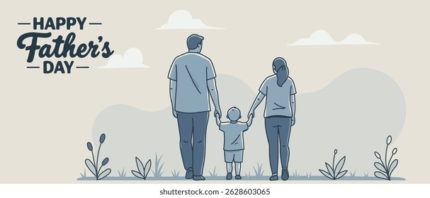 Father holding child, baby boy. Father's day concept Vector cartoon flat style illustration.