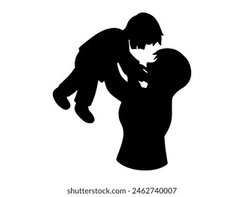 Father Holding Child silhouette Background