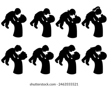 Father Holding Child silhouette Background