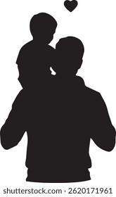 Father Holding Child Silhouette – Family Love Vector Illustration
