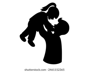 Father Holding Daughter silhouette Background