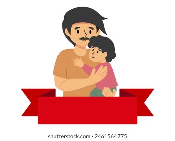 Father Holding Son Ribbon Background