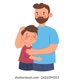 Father Holding Son in Warm Emotional Embrace Illustration