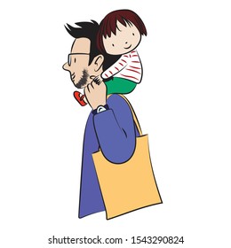 father holds his little daughter