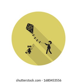 Vater hält ein Drachen lang Schatten Symbol. Einfache Bildyph, flache Vektorillustration von FAMILY Icons für ui und ux, website oder mobile Applikationen