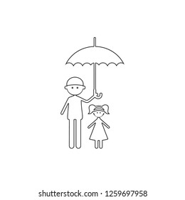 father holds an umbrella over his daughter icon. Element of Family for mobile concept and web apps icon. Thin line icon for website design and development, app development