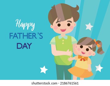 Father hug his daughter to  celebrate father's day