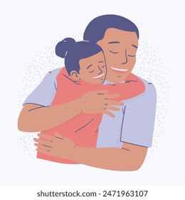 A father hugs his daughter. Father's Day Concept Illustration. Conceito do dia dos pais.