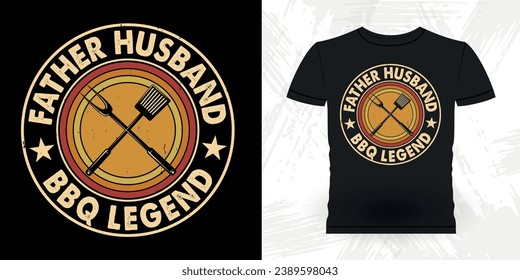 Father Husband Meat Smoker Legend Legend Funny Barbecue Lover Retro Vintage BBQ Smoking T-shirt Design