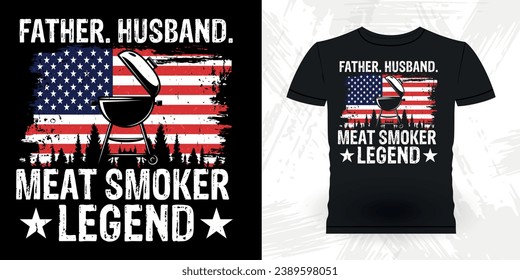 Father Husband Meat Smoker Legend Legend Funny Barbecue Lover Retro Vintage BBQ Smoking T-shirt Design