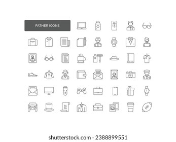 Father icon set. Outline icon collection. Editable stroke. Vector illustration