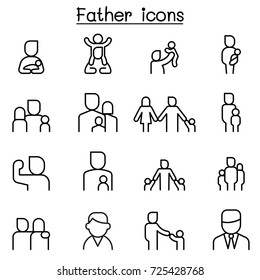 Father Icon Set In Thin Line Style