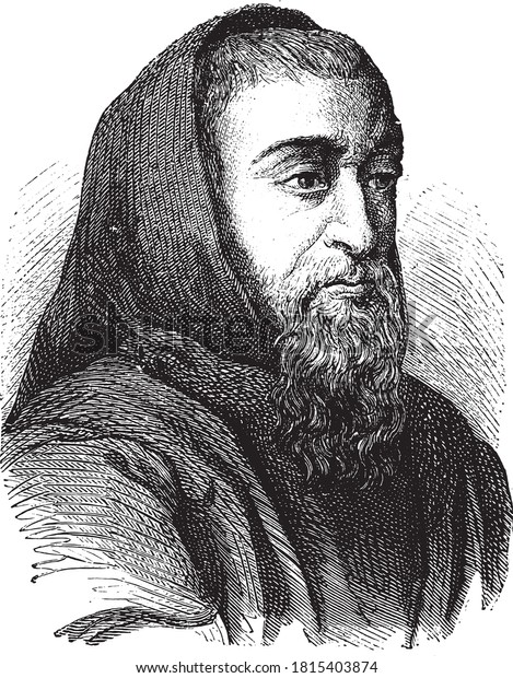 Father Joseph, Vintage engraving. From Popular
France, 1869.