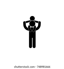 father keeps the child on his shoulders icon. Simple black family icon. Can be used as web element, family design icon on white background