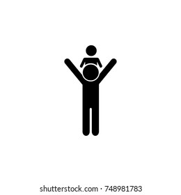 father keeps the child on his shoulders icon. Simple black family icon. Can be used as web element, family design icon on white background