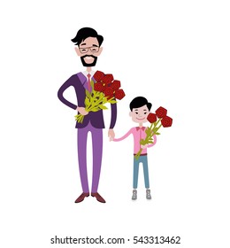 Father and kid together character vector.