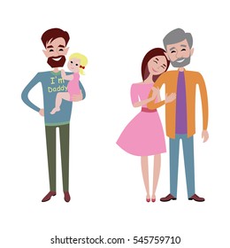 Father and kid together character vector.
