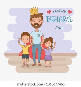 father and kids characters card