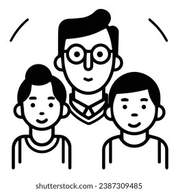Father With Kids Flat Icon Isolated On White Background