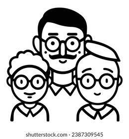 Father With Kids Flat Icon Isolated On White Background