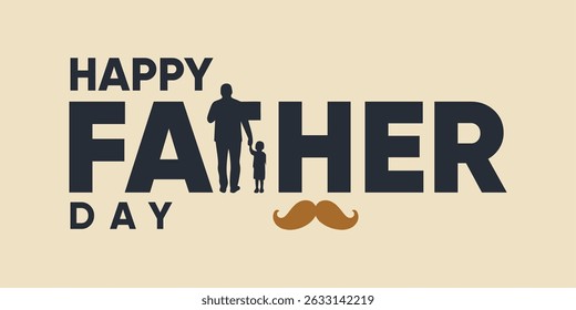 Father and Kids Silhouette Inside Bold Father’s Day Text